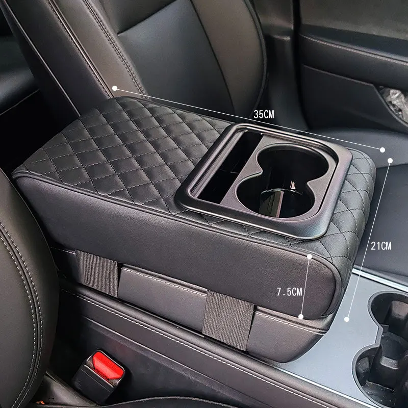 Universal Car Armrest Cushion Heightening Pad Central Console Elbow Support with Cup Holder Storage Box Auto Accessories