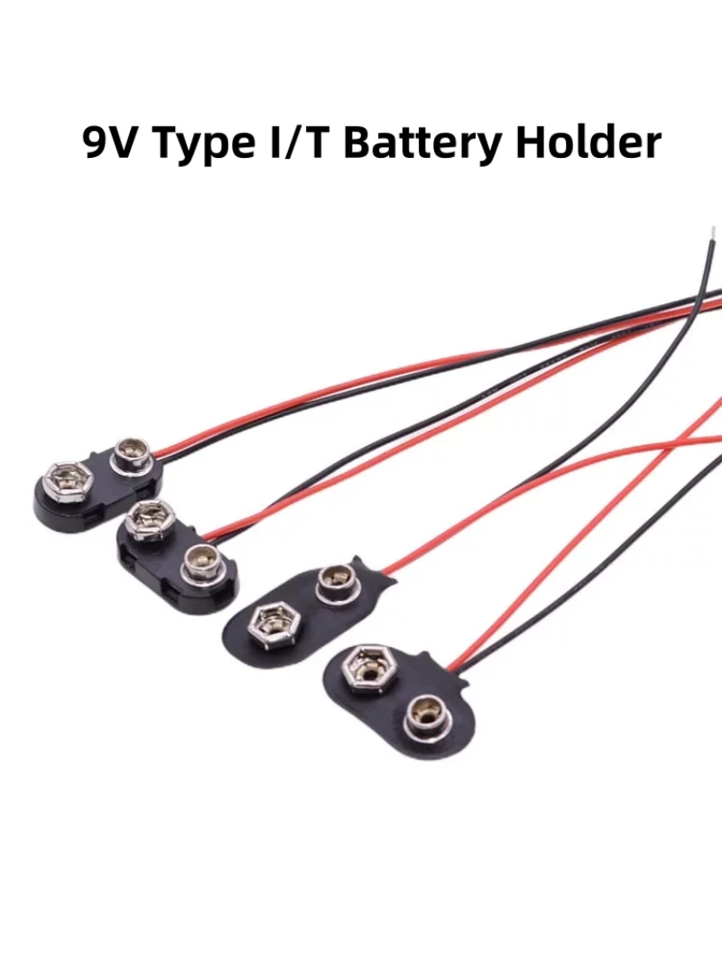 5pcs/Lot 9V Type-I/T Leather/ABS Plastic Battery Buckle/Holder/Case With Wire PH2.0/XH2.54/SM/DuPont Male/Female/DC5521 Plug