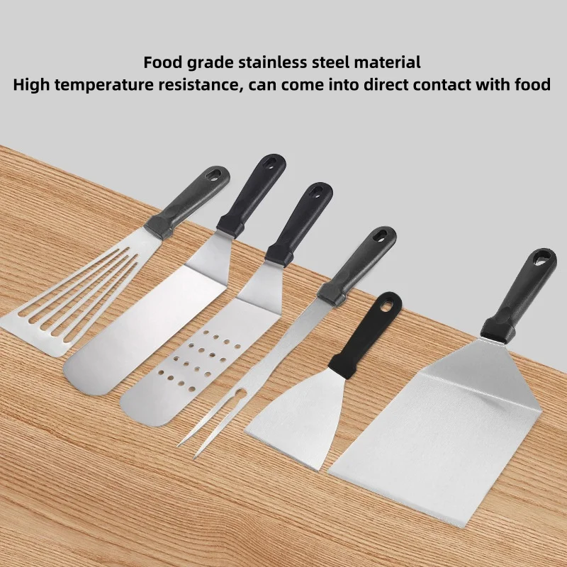 Kitchen Stainless Steel Scraper Cooking Spatula Barbecue Spatula Plate Barbecue Spatula Hamburger Spatula Cooking Utensils