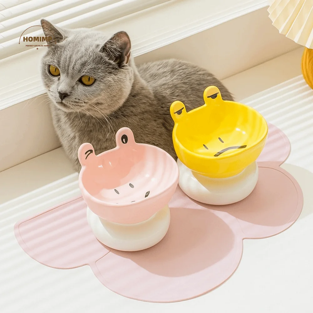 

Pet Supplies Ceramic Cat Bowl Cute Anti Tipping Dog Food Feeding Basin Creative Non-slip Pet High Foot Bowl Kitten Puppy