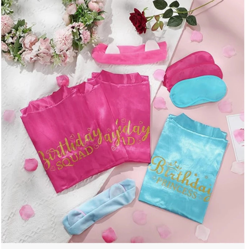 

30 шт., принадлежности для спа-вечеринки для девочек, халат принцессы на день рождения, халаты для дня рождения, повязка на голову, набор с повязкой на глаза для вечеринки