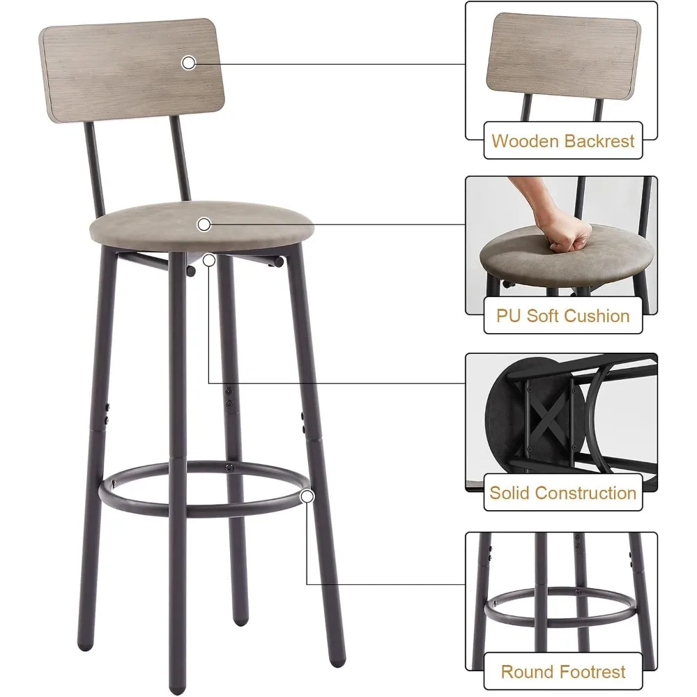 3-Piece Small Square Pub Table and Upholstered Stools Set for 2, Ideal for Bistro or Counter Height Dining