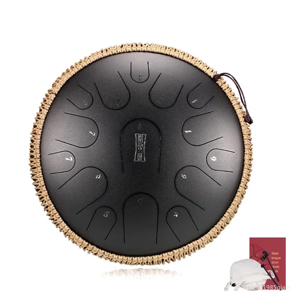 Steel Tongue Drum 14 Inch 15 Tone Drum with Drumsticks Percussion Psychotherapy Meditation Instrument Gift for Beginner