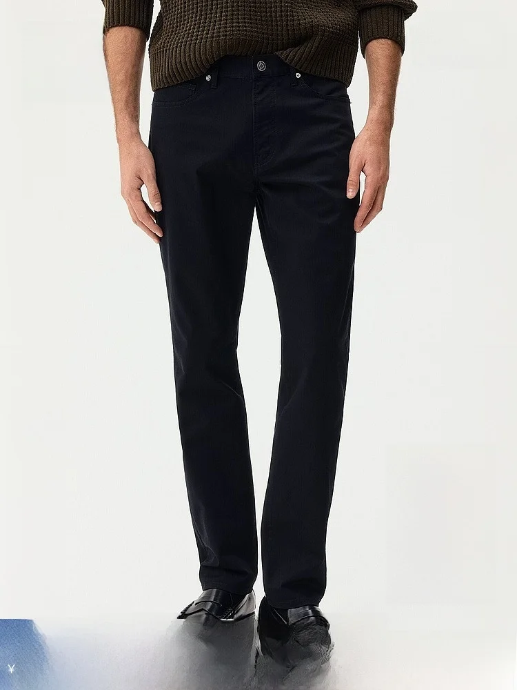 

Новые мужские брюки H&M 253397: приталенные, из смесового хлопка, с эластичным поясом, для повседневной носки