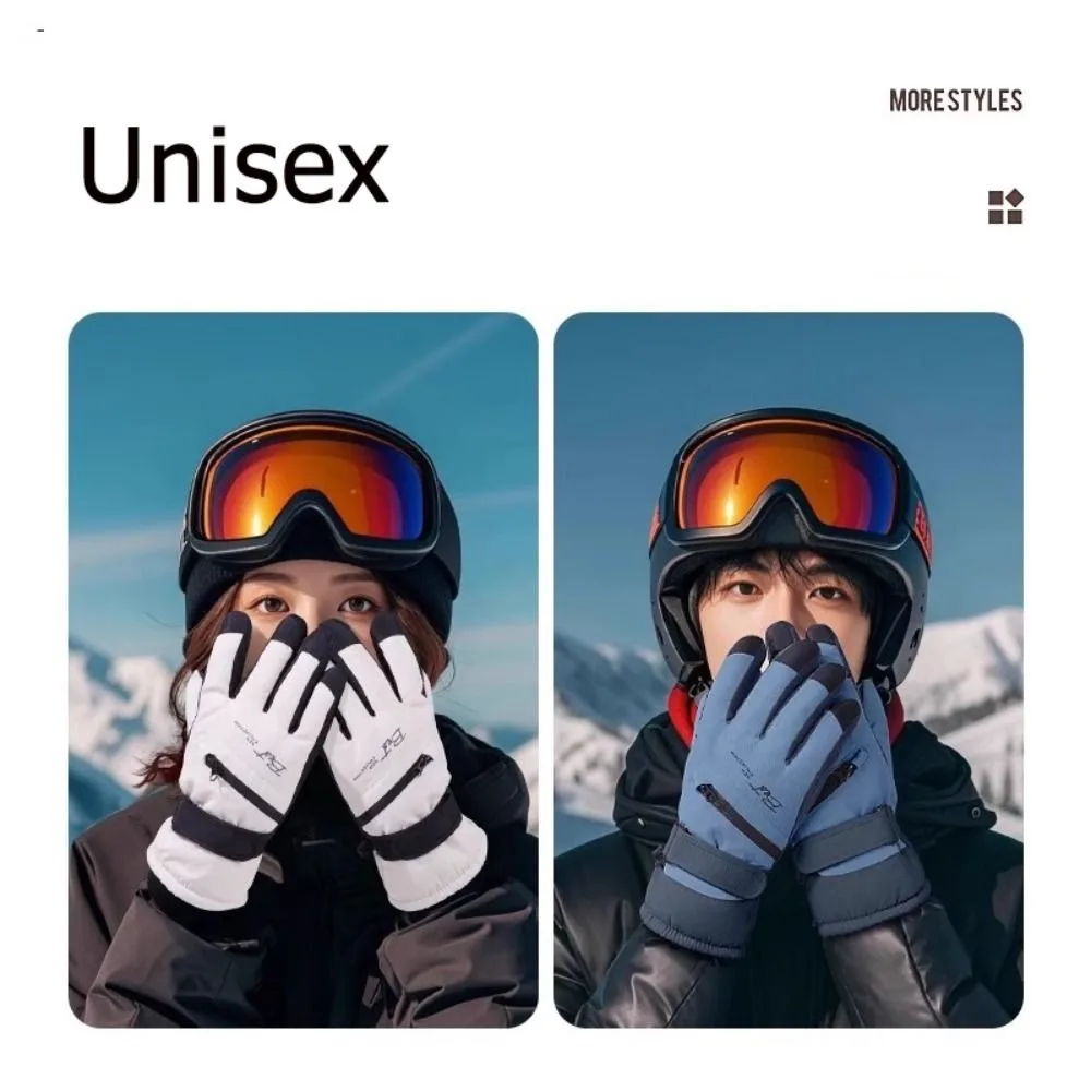 

Waterproof With Zippered Pocket Ski Gloves Thicken Winter Warm Gloves Fashion Couple Gloves Winter Gloves Mountain Bike