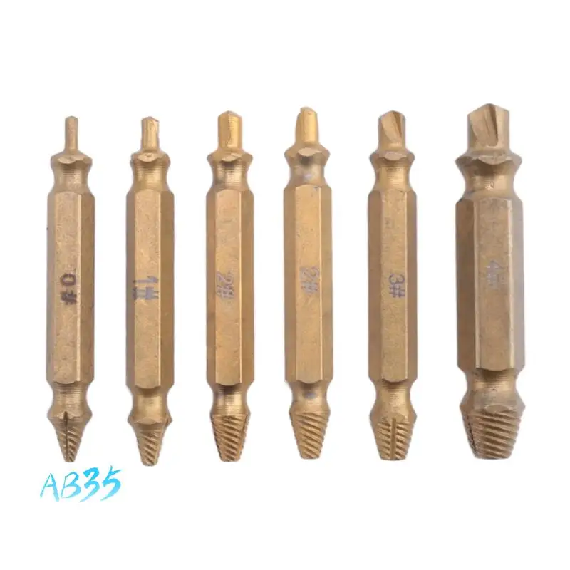 

AB35-6PCS Damaged Screw Extractor Kit Stripped Screw Remover For Easily And Quickly Remover Common Sizes Of Broken Tool