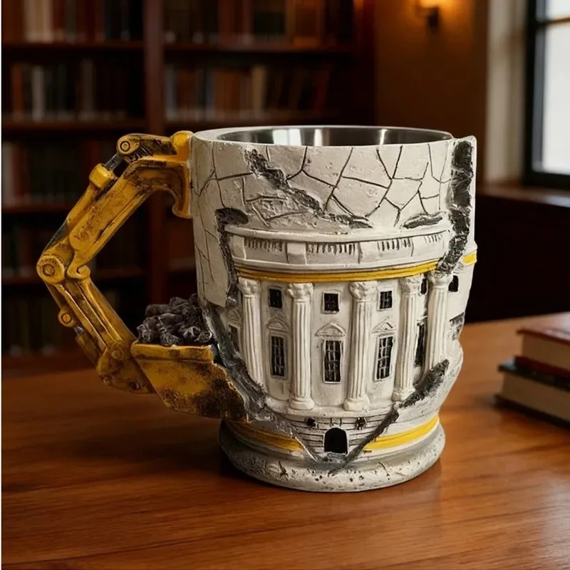 New Funny 3D Excavator Shape Resin Coffee Cup Someone Lied Demolition Mug With Handle Construction Themed Water Cup Novelty Gift