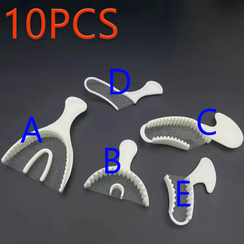 

10 шт. в упаковке, пластиковые лотки для оттисков зубов без сетки для стоматологических инструментов, стоматологический лабораторный материал, держатель для зубов, набор лотков