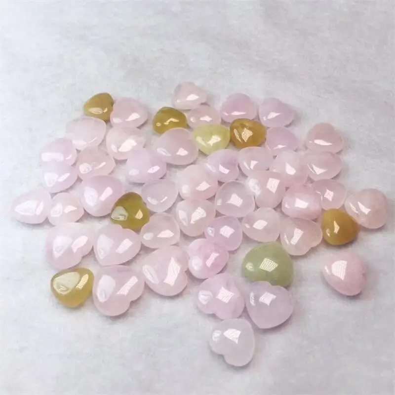 10pcs Natural Morganite Heart DIY Jewelry Accessories Mini Crystal Carving Reiki Healing Gematone 11-16mm