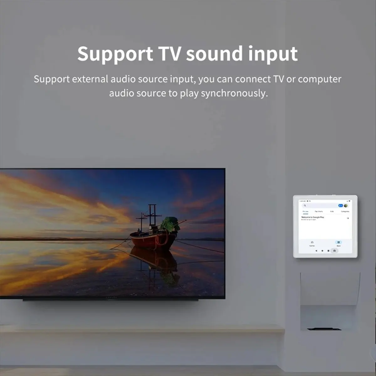 

*ONE DAY Mini 8 Ohm Android 10.0 System Smart WIFI Bluetooth 4X25W Stereo Home Theater Background Music Wall Amp White