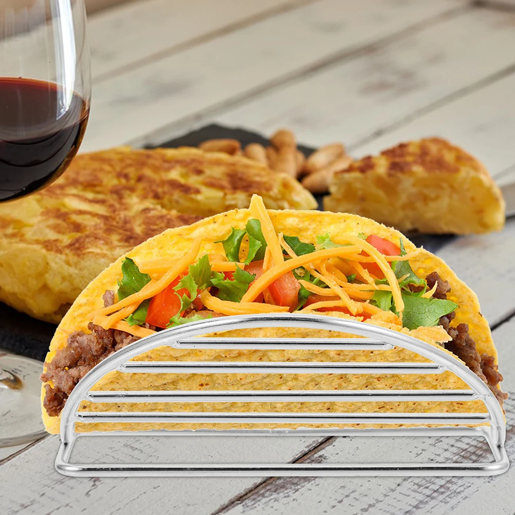 

2 Pcs Stainless Steel Pancake Rack Taco Baking Tray Sushi Stand Tortilla Holder Silver Dessert Serving