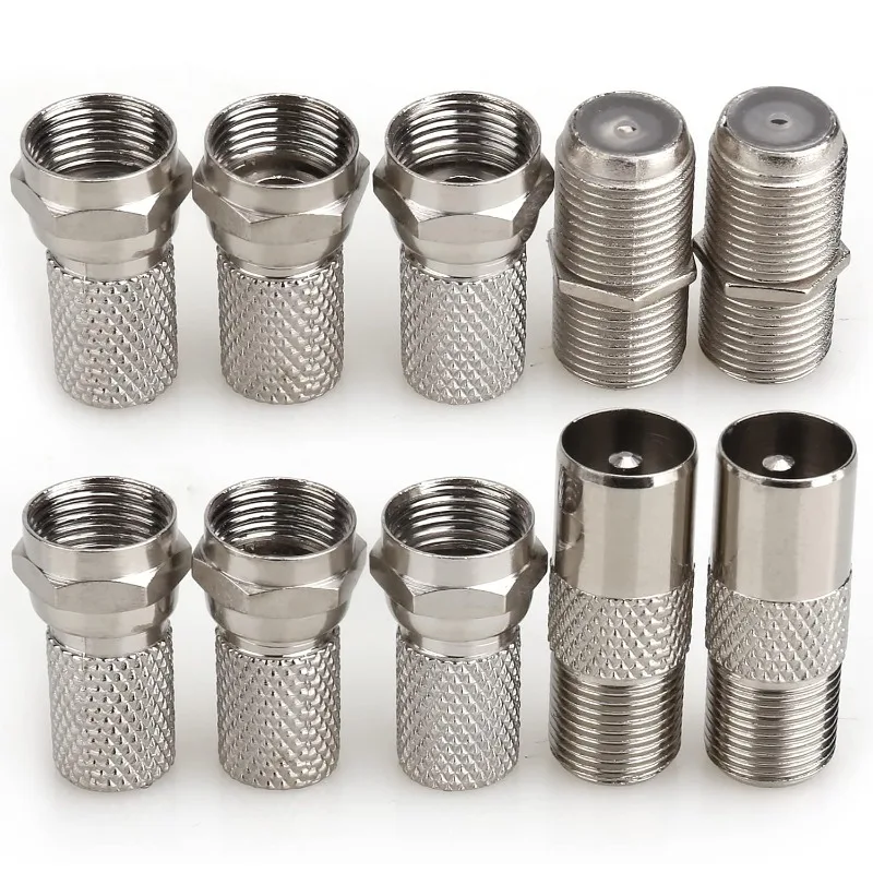 F Plug Connectors Waterproof Micro Screw/Twist On Aerial Coaxial Cable RG6 for Satellite TV Sky NTL (silver)