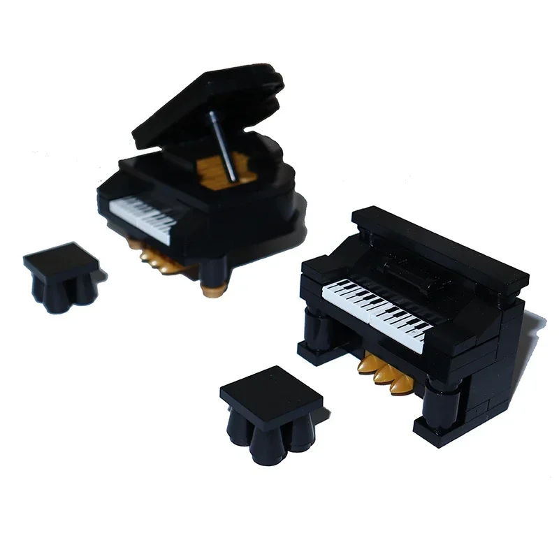 

City Compatible Building Blocks MOC Home Furniture Accessories DIY Model Piano Chair Pianist Creativity Decoration Bricks