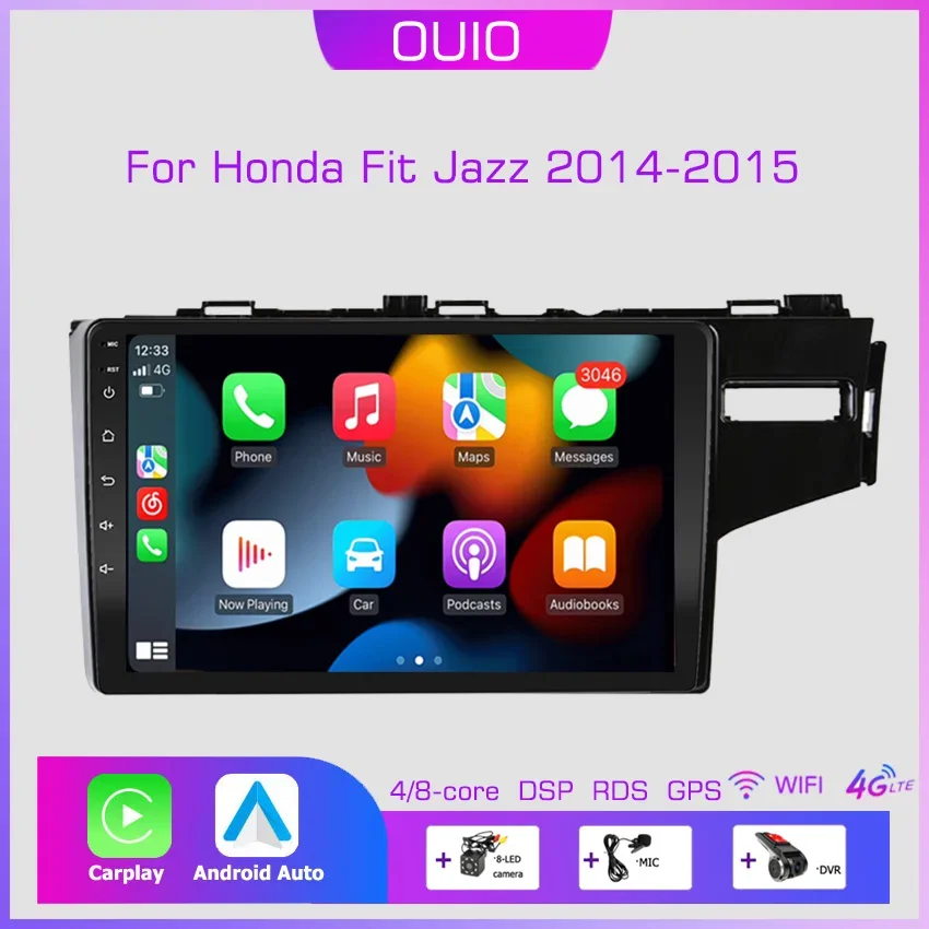 

Радио 2DIN Android 13 для Honda Fit Jazz 2014 2015 2016 2017, автомобильный стерео мультимедийный плеер Carplay Auto GPS Navi DSP RDS без DVD