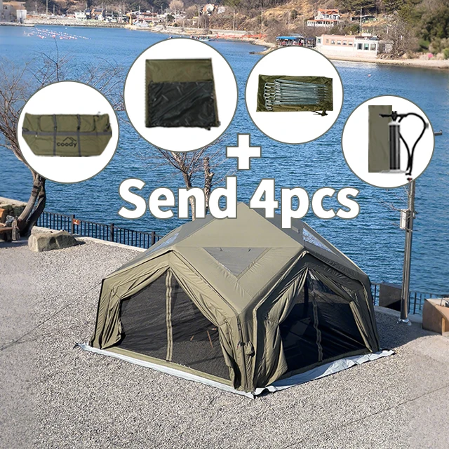 2-4 Person Cozy Outdoor Camping Black Tent for 1 Living Room and 1 Bedroom
