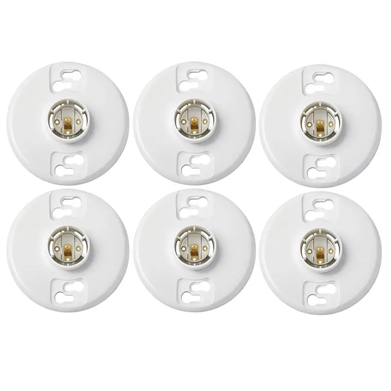 12Pcs Medium Base E26 Lampholder Keyless Top Lamp Holder Ceiling Light Sockets White Phenolic Bulb Socket CFL Lampholder