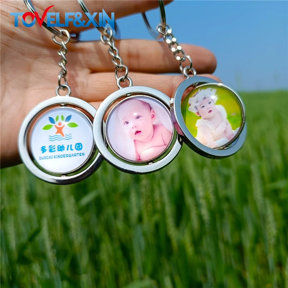 Custom Photo 360 Customized Cute Keychain Personalized Baby Family Logo Anime Car Key Ring Chaveiros Souvenir Graduation Gift