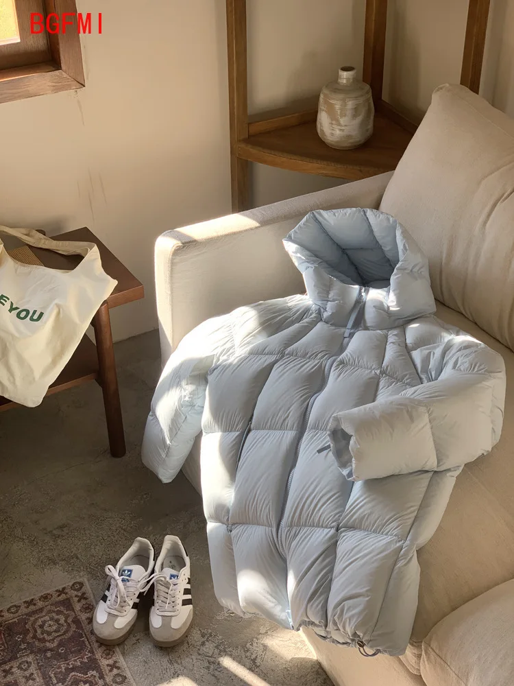 معطف شتوي جديد لعام 2025 للفتيات الكبيرات مبطن بالقطن سترات عصرية غير رسمية سميكة وردي وأزرق بلون سادة مع قلنسوة من القطن من 4 إلى 14 سنة #5