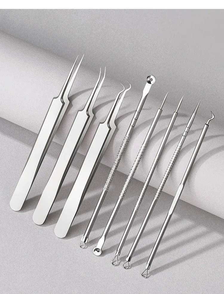 8Pcs/Set Ultra-fine Cell Pimples Blackhead Clip Tweezers Beauty Face Health Salon Special Blackhead Remover Acne Needle Tool New