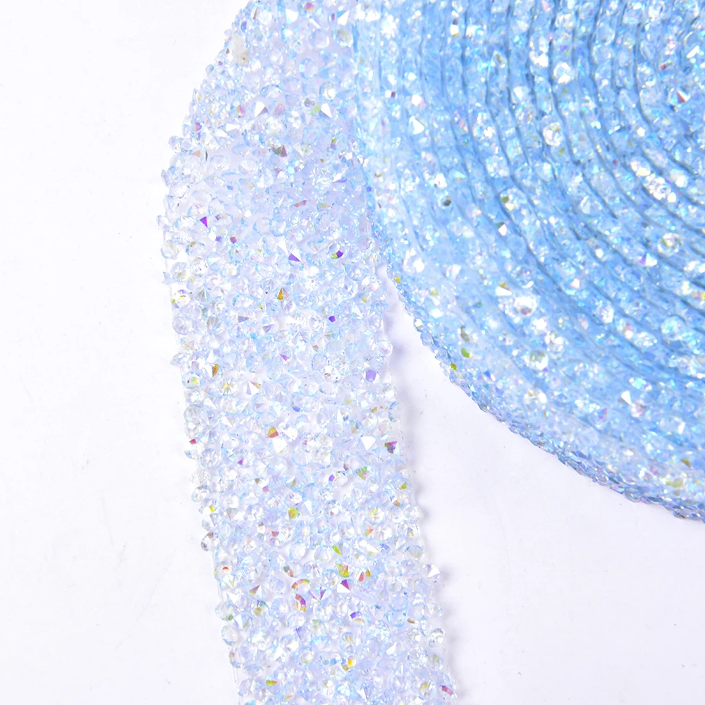 Top Quality 3Cm Width Colorful Ab Hot Fix Resin Rhinestone Trim Iron On Applique Crystal Banding For Cloth Decoration Craft