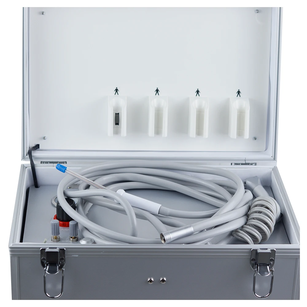 Portable Dental Unit with Oilless Air Compressor with Three Way Syringe Oilless Air Compressor Water bottle Suction System