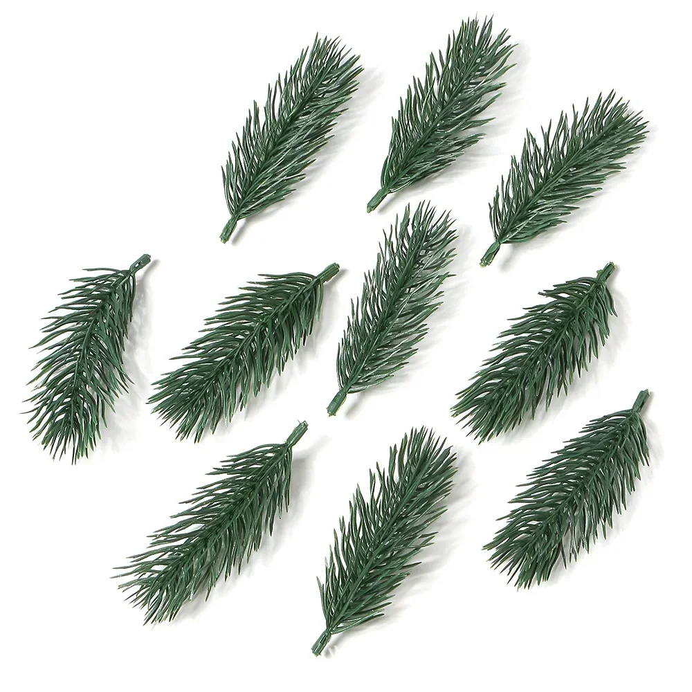 10pcs Pine Branches Artificial Fake Plant Artificial Flower Branch Christmas Party Decoration DIY Bouquet Gift Box Accessories