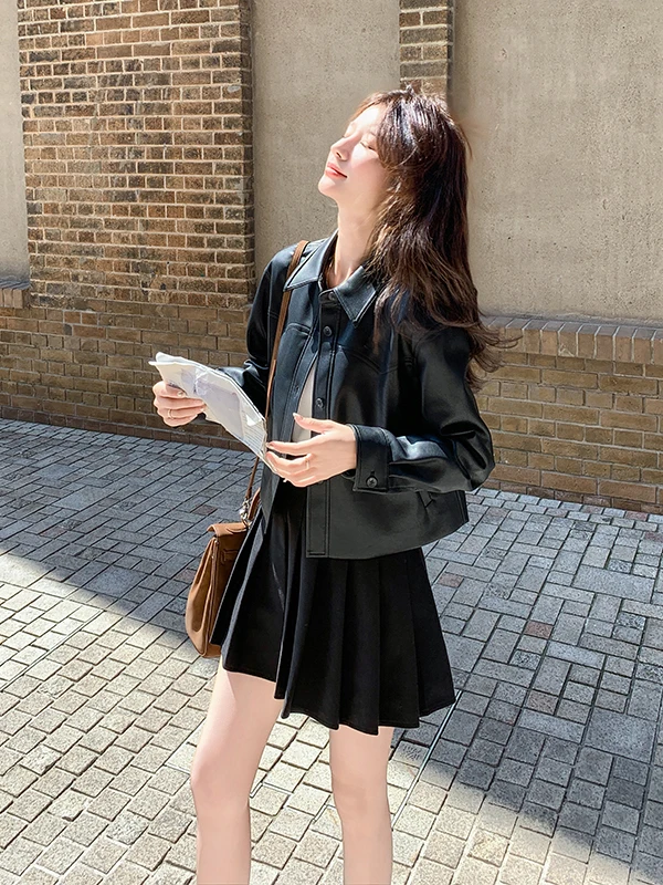 

Кожаная куртка Bla ort для мотоциклистов, женская, весна-осень 2025, новая, маленький размер, стильная, из искусственной кожи, для повседневной носки