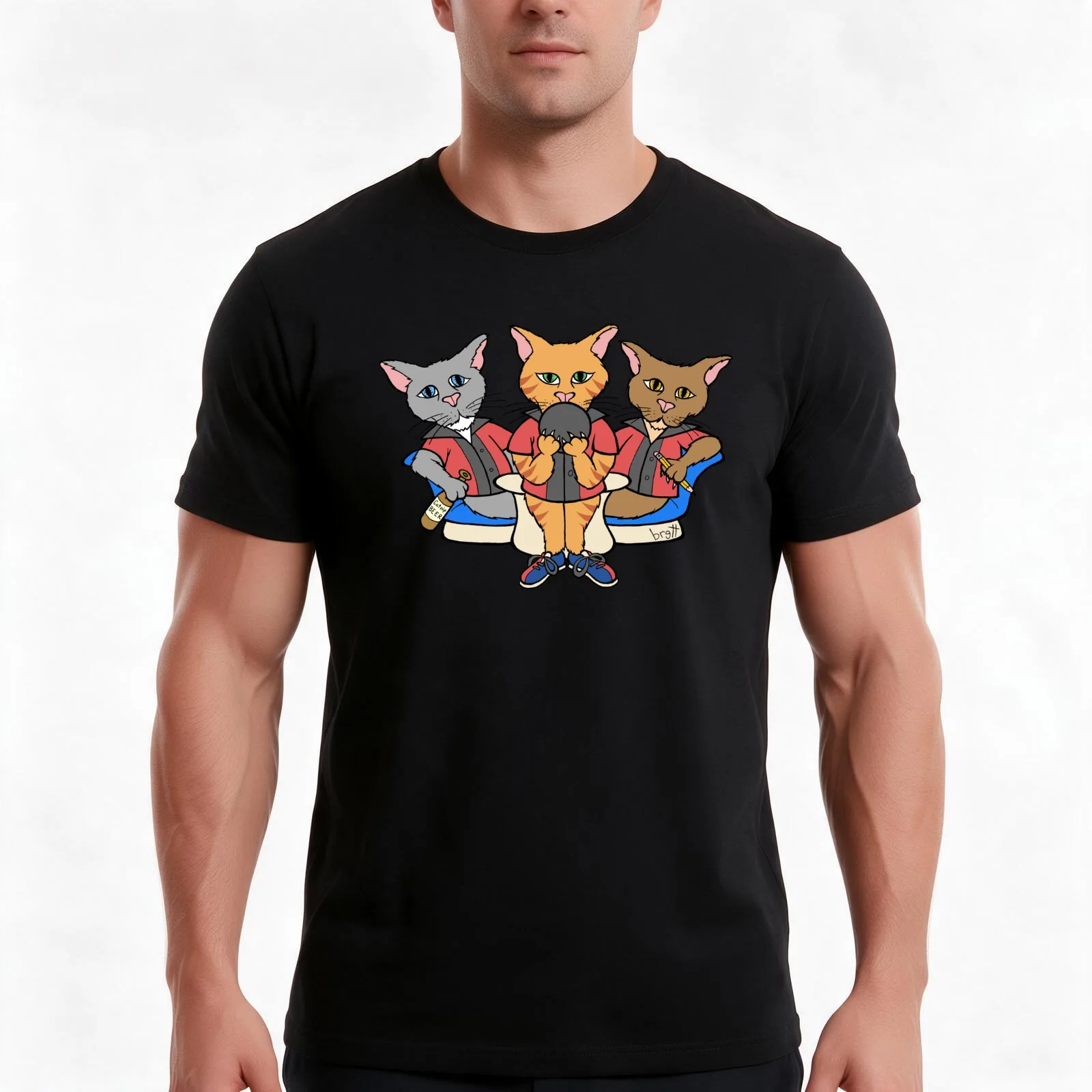 Alley Cats T-Shirt, Summer Casual Cotton Tee, Oversized Streetwear Tops, Vintage Graphic Print, Loose Fit Short Sleeve