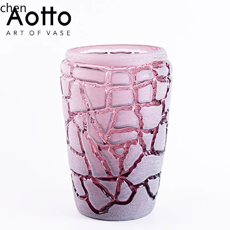 Hxl crackle glass vase - candy storage, floral arrangement, and decorative piece