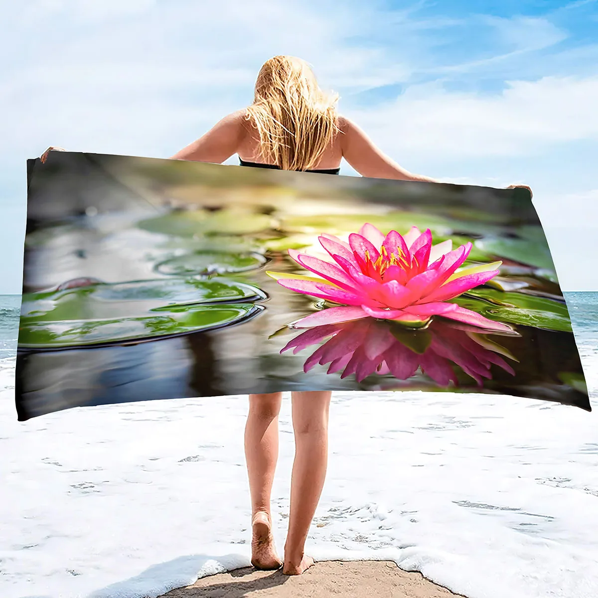 Oversize Beach Towel Clearance Towels,Water Lily Cool Travel Pool Towel, Quick Dry Sand Free Beach Towels Ideal Gift for Women