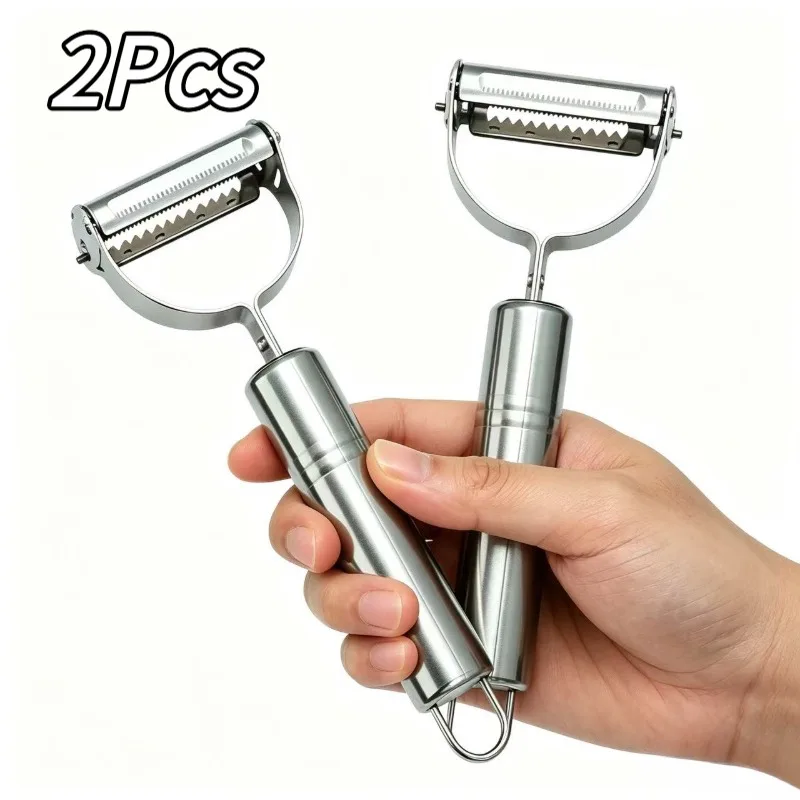 2Pcs Stainless Steel Peeler Multifunctional Vegetable Fruit Slicer Cutter Kitchen Tool