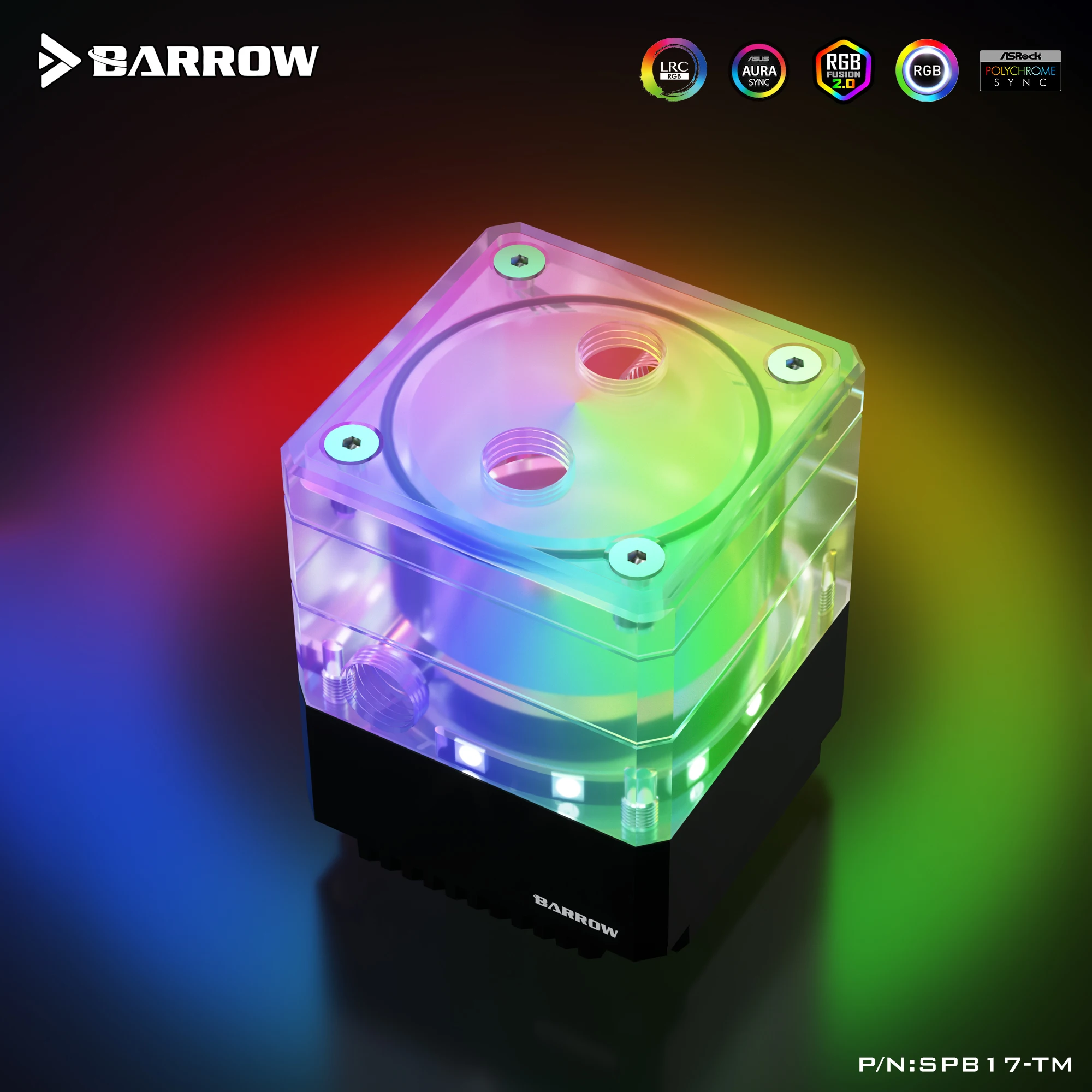 Imagem -04 - Itx a4 Mini Case Bomba de Refrigeração a Água Conexão Res Combo Reservatório Tanque Rgb Pwm 17w Preto Prata Barrow-spb17-tm