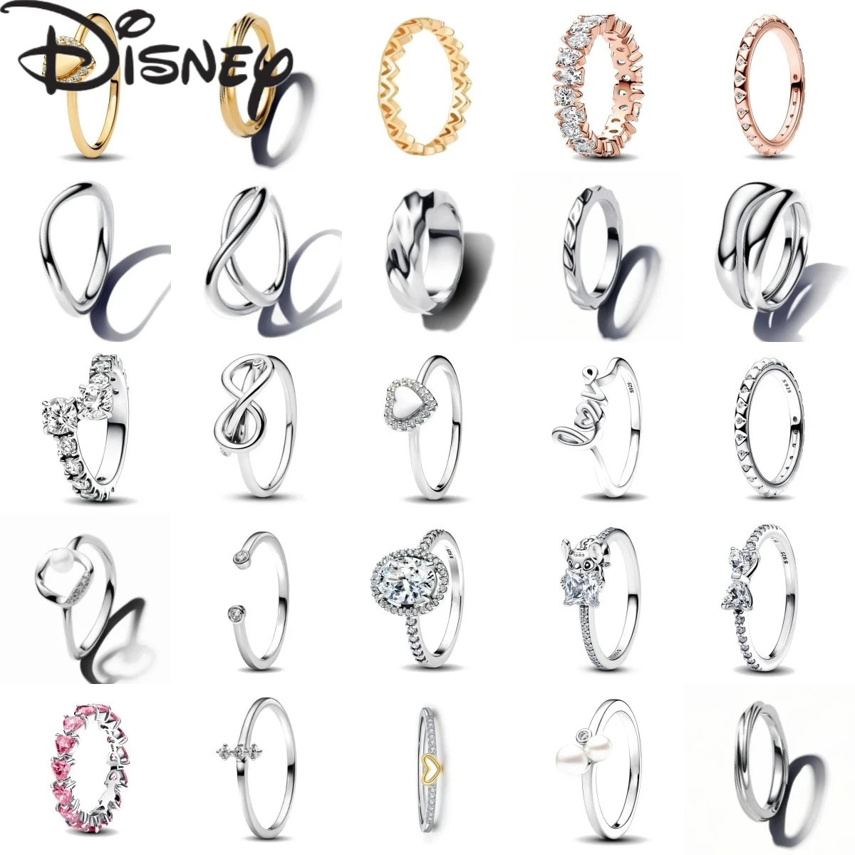 

Disney 2025 Новое кольцо из стерлингового серебра 925 пробы с бантом в форме сердца и циркона Размер 6 7 8 9 Кольца Модные ювелирные украшения для женщин
