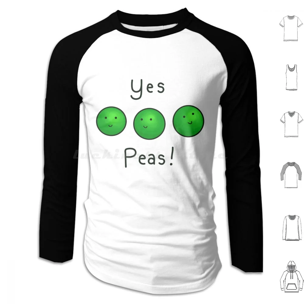 Yes Peas! Hoodie cotton Long Sleeve Peas Cute Legumes Happy Sweet Yes Pea Yesplease Nopod Classic Tasty Ingredients