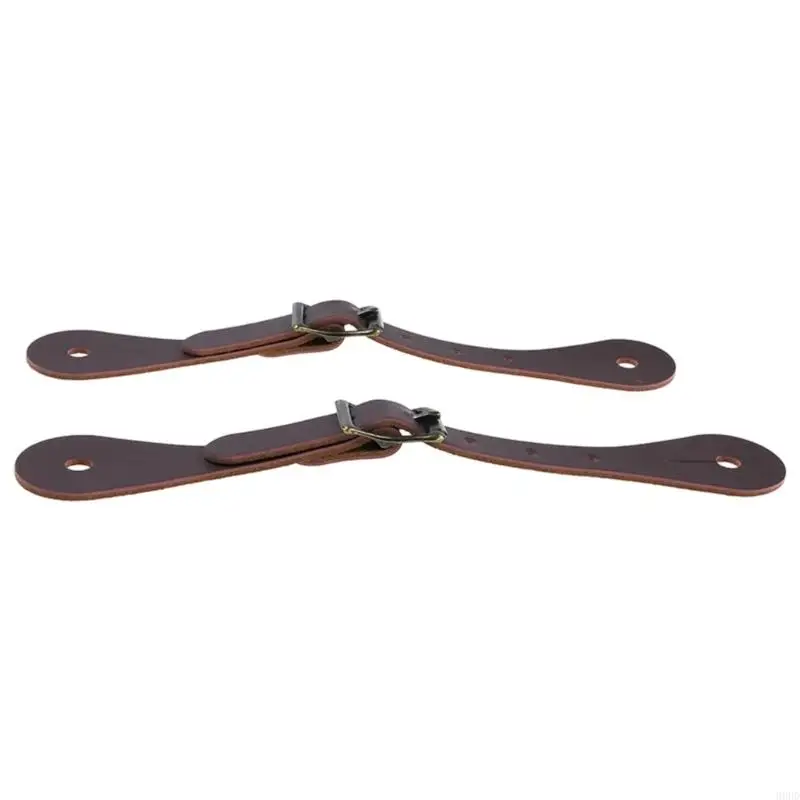 Adjustable PU Spur Strap, 1 Pair with Perforated Adjustment and Metal-Tone Closures for Horse Boot Use Tasks 69HD