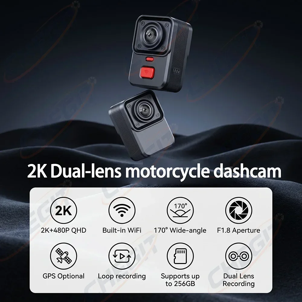 2K Single-Dual lens HD Motorcycle Driving Recorder Waterproof With WIFI GPS Riding Recorder Dashcam for Motorcycle Accessories