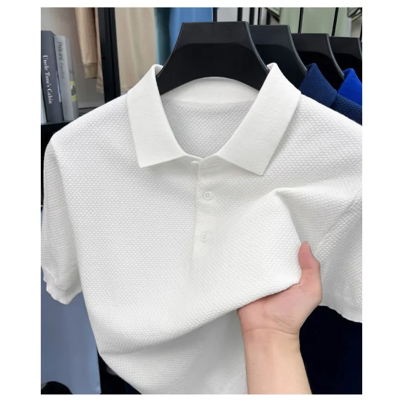 Men's Polo Shirts Casual Cotton Short Sleeve Breathable Summer T-shirt Fashion Top Soft Comfort Fit Solid Color Versatile