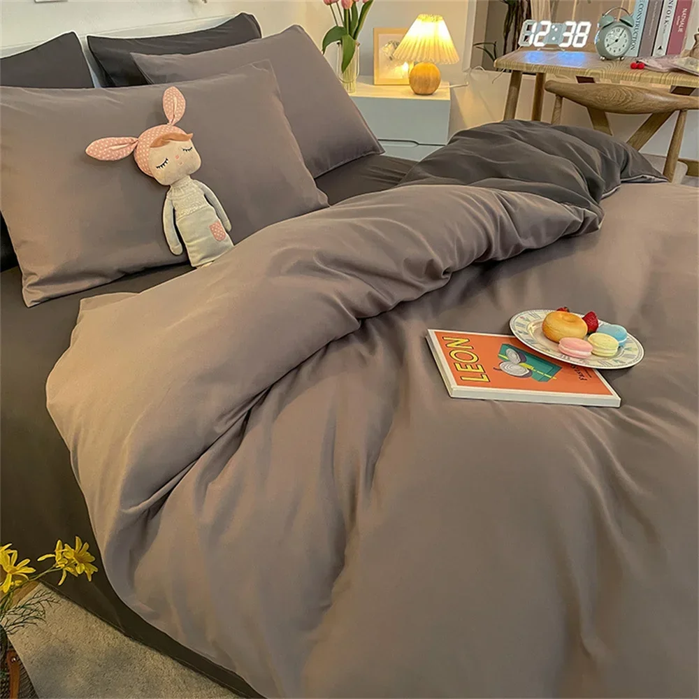 

Solid color bed sheets, quilts, bedding sets, four piece matte student plain color home textile