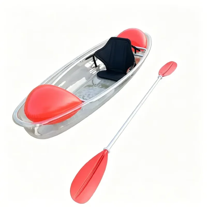 Transparent Single Kayak 6G Inflatable Boat with Cloth Seat Floating Watercraft for Fishing Recreation Outdoor Sports Gear