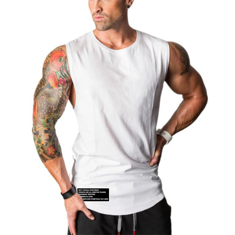 Summer Men Running Vest Cotton Sleeveless Breathable Workout Top Gym Pumping iron Fitness Bodybuilding Casual Jogging Undershirt