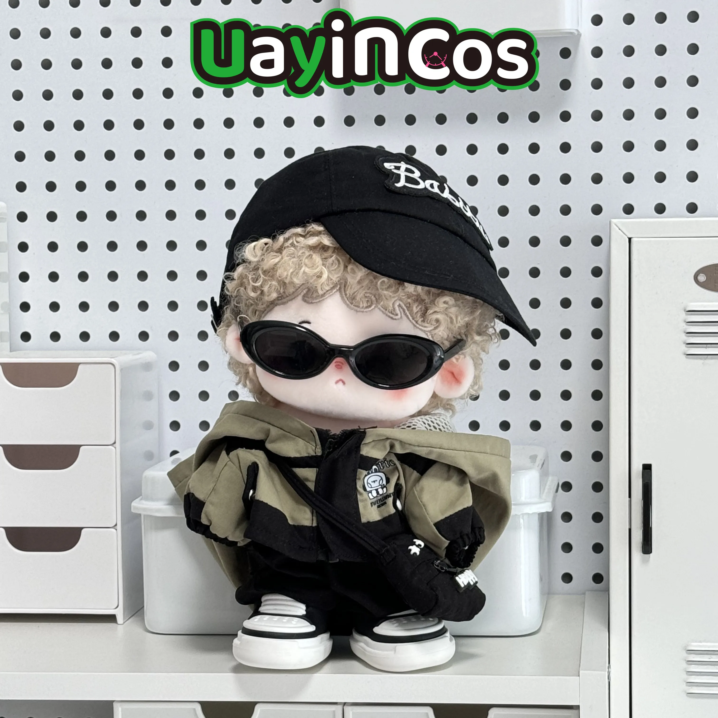 20cm Doll Clothes Street Shoot Hip-hop Cool Guy Fashion Hat Windbreaker Suit Stuffed Plushies Plush Doll Accessories Anime Toy K