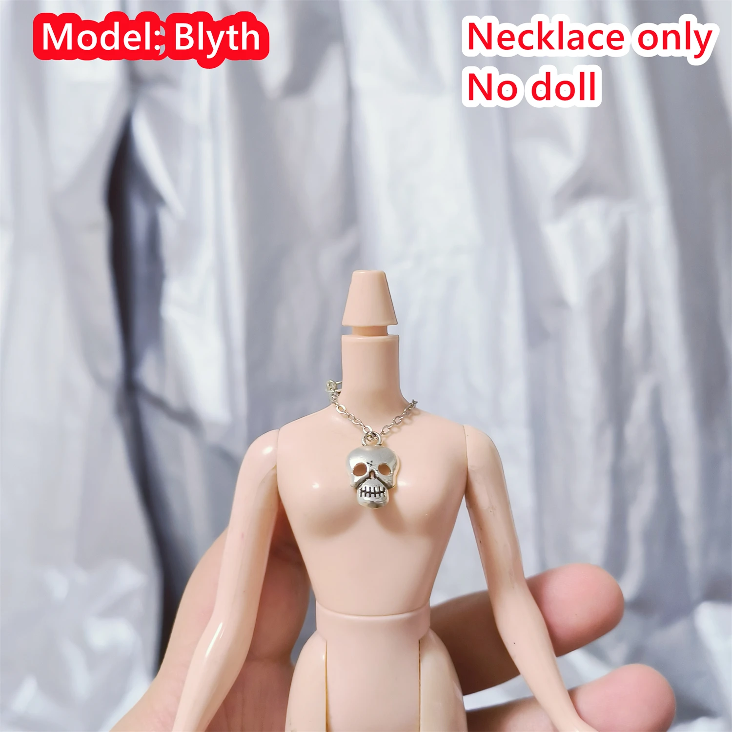 For BJD 1/6 Scale Blyth OB Doll Size Simulation Skull Necklace Mini Tiny Accessories Decoration Alloy Prop Fashion