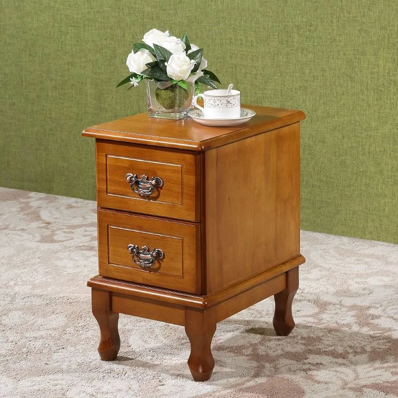 American light luxury all-solid wood bedside table, simple cabinet, mini retro wind bed side storage ultra-narrow cabinet small