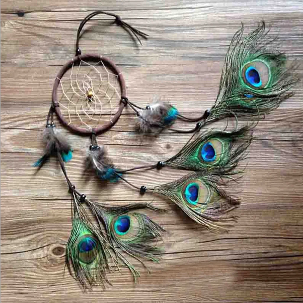 Peacock Feathers Dream Catcher Vintage Style Room Decoration Art Collectable