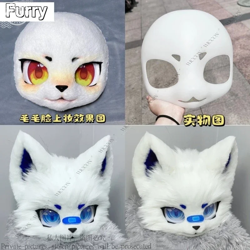 Kemono Fursuit Mask Canidae Felidae Mask Skull Furry Kig Animal Cute Halloween Party Woman Man Japanese Mask Two Types Mask