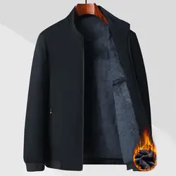 Chaqueta de forro polar para hombre, abrigo grueso y cálido con cuello levantado, ropa de abrigo de Color sólido para la máxima comodidad, Invierno