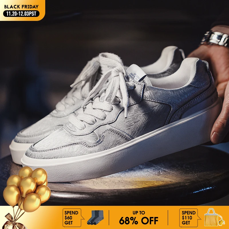 

Maden Casual Silk Canvas Sneakers Men's Summer Low-Top Breathable Shoes Trendy Street Versatile Gray Chunky Sole Board Shoes