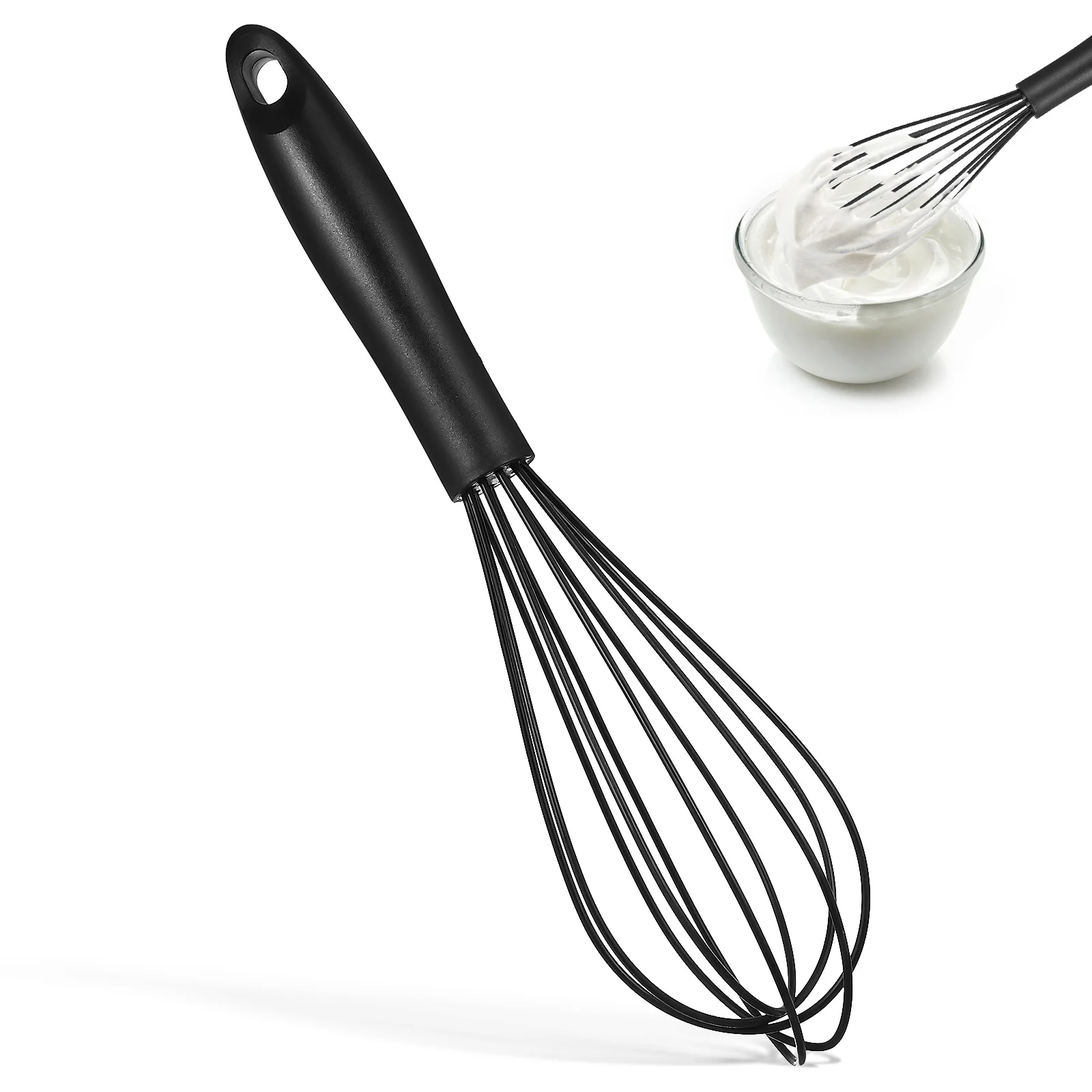 

Silicone Hand Whisk Black Wire PP Handle 26 5x7cm Kitchen Gadgets Baking Tools Balloon Whisk Cake Tools Egg Beater