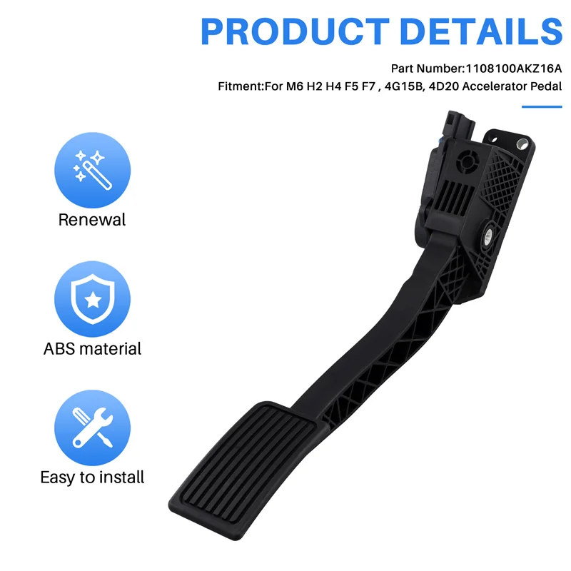 

A02Q-1108100AKZ16A Electronic Accelerator Pedal For Great Wall Haval M6 H2 H4 F5 F7 , 4G15B, 4D20 Accelerator Pedal Assembly