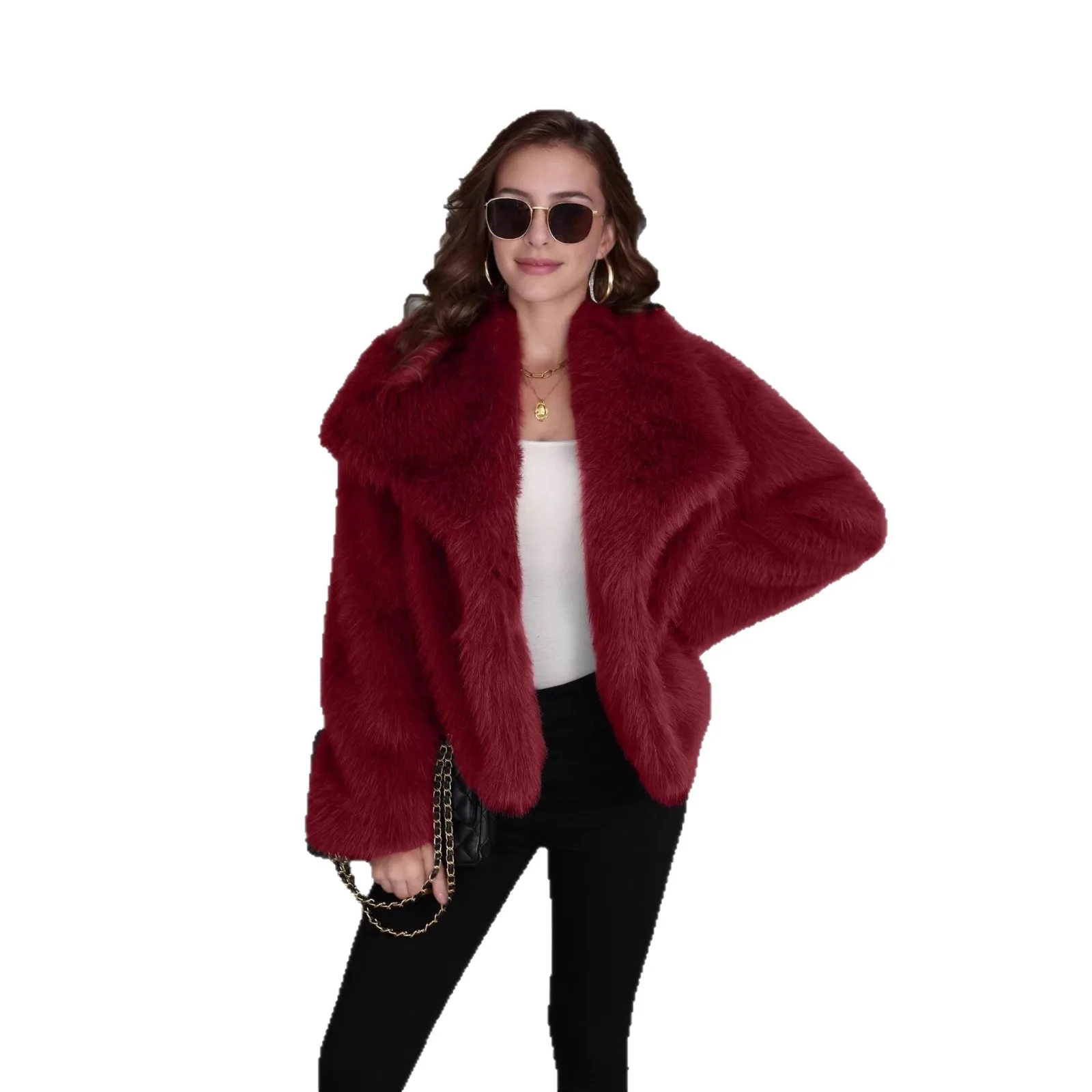 High Quality Women Winter Imitation Fur Jacket Multicolor Big Furry Collar Lady Artificial Fur Outwear Loose Female Eco Fur Coat